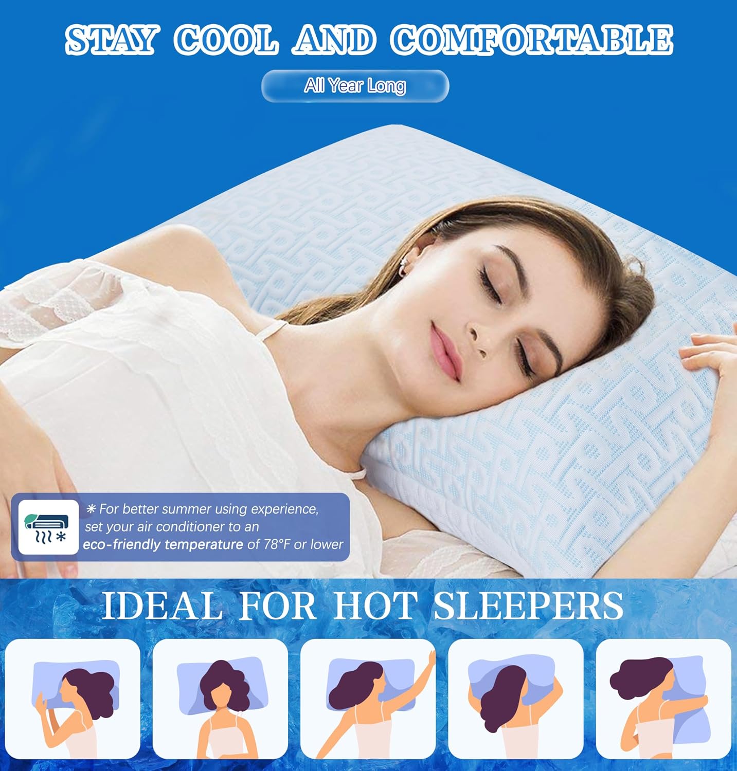 Dluxe Ave. ( STANDARD ) Cooling Hotel Bed Pillows, { SOFT } Set of 2 Pack, Luxury Hotel Quality