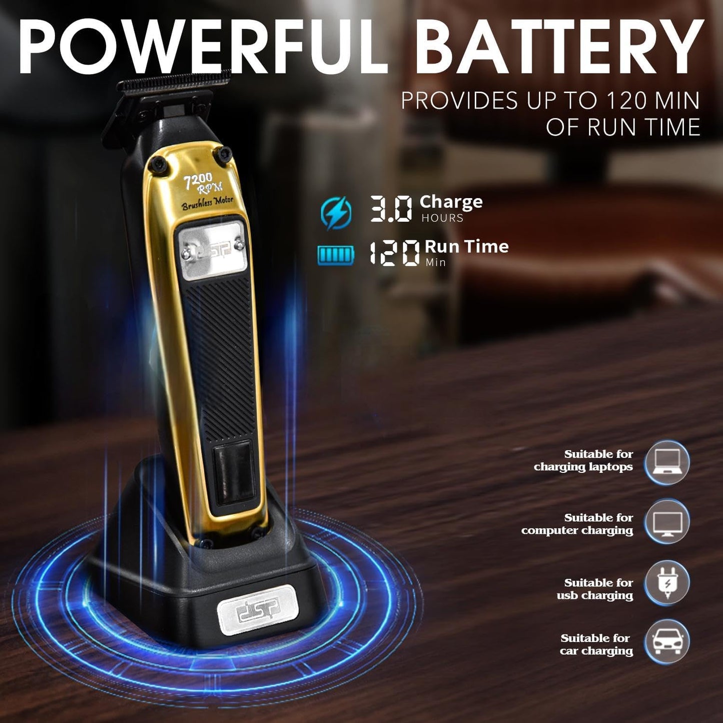 Dluxe Ave. Professional Beard Trimmer/ Cordless/ Gold