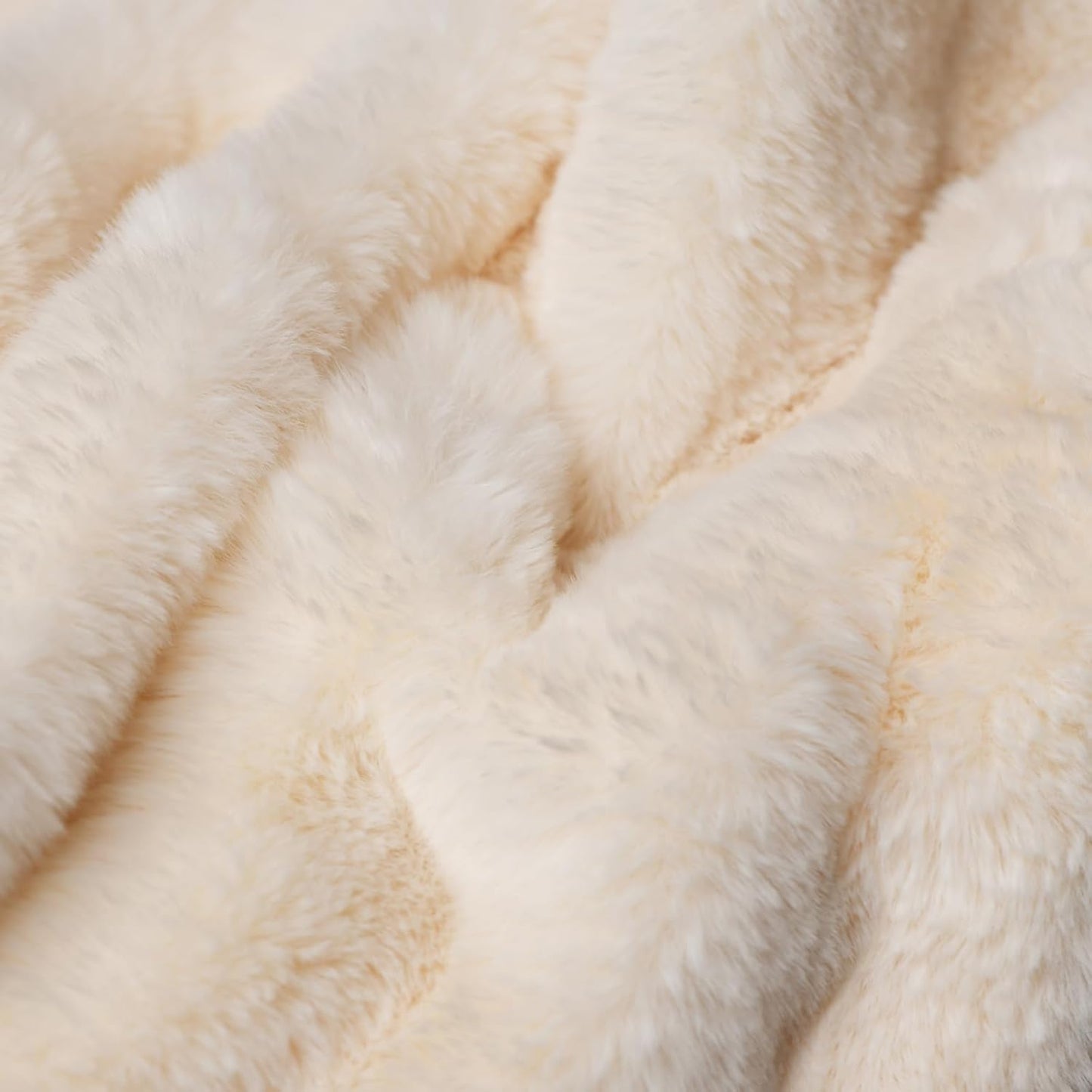 Dluxe Ave. (TWIN ) Luxury Thick Plush Faux Rabbit Fur Throw Blanket/ Ultra-Plush Cozy Soft/ ( Beige)60"x80