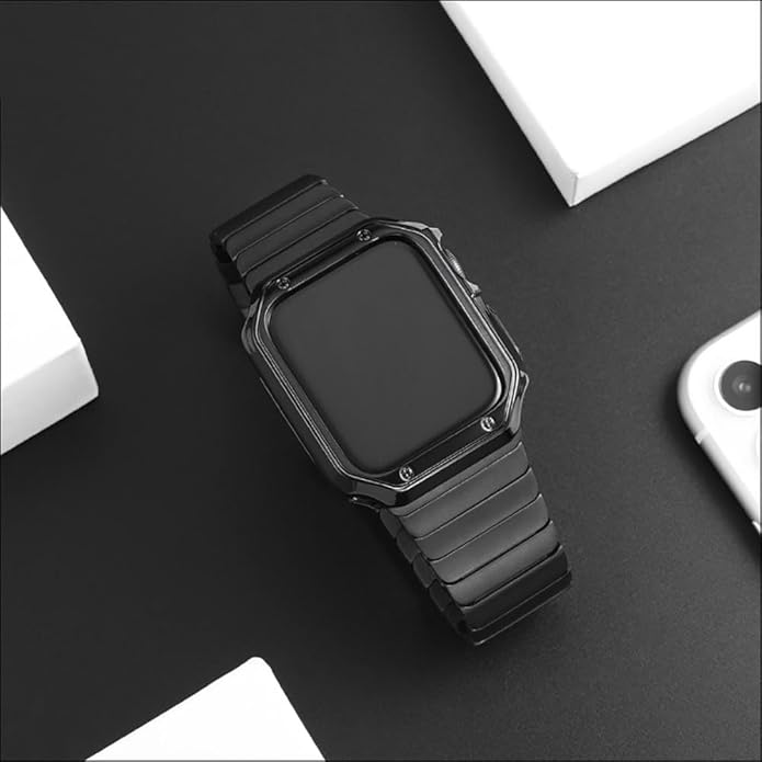 Dluxe Ave. BUREI Compatible with Apple Watch Bands Stainless Steel Metal Watch Band for iWatch Series Classic Business Apple Watch Bands 49mm 45mm 44mm 42mm 41mm 40mm 38mm for Men and Women