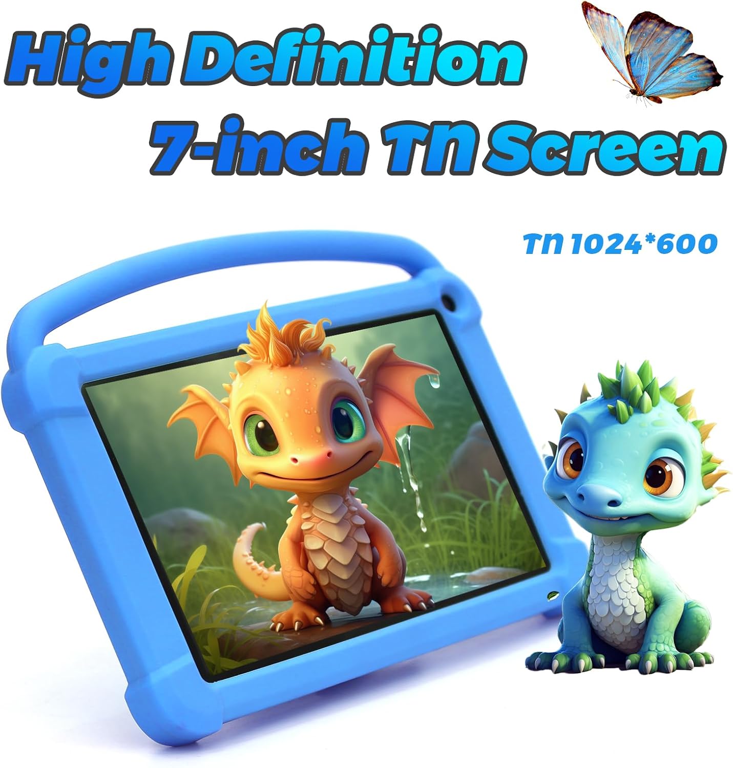 Dluxe Ave. Kids Tablet 7 inch for Boys Girls Android 12 Tablets for Kids 4GB RAM 32GB ROM Toddler Tablet WIFI Bluetooth Safety Eye IPS Screen Parental Control Dual Camera Shockproof Case for Educational Games.