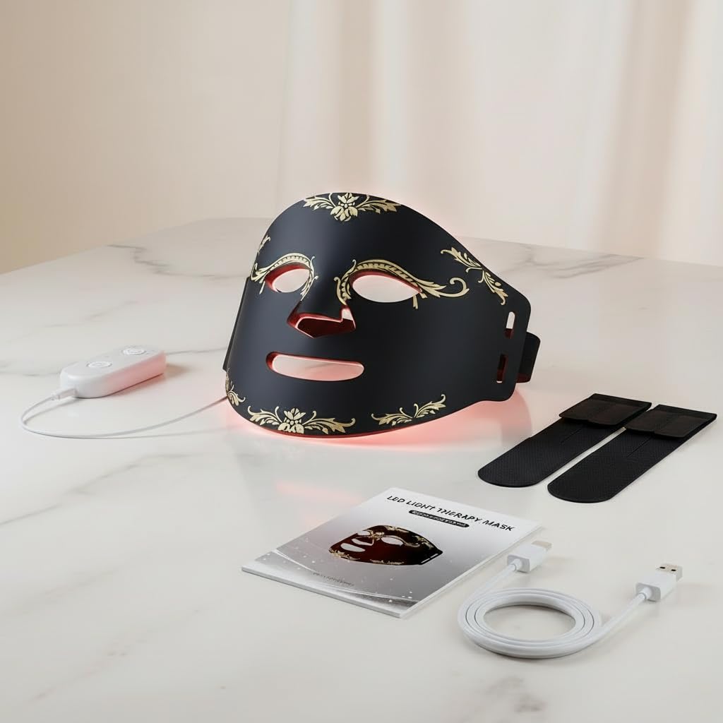 Dluxe Ave. FDA red light therapy mask LED mask light therapy 660nm and 850nm combination wavelength wireless LED light therapy mask portable red light therapy for face