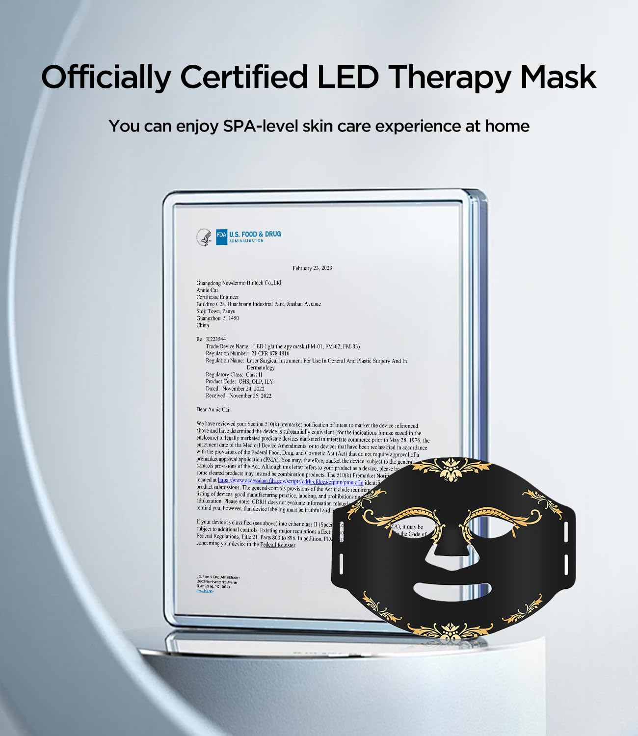 Dluxe Ave. FDA red light therapy mask LED mask light therapy 660nm and 850nm combination wavelength wireless LED light therapy mask portable red light therapy for face