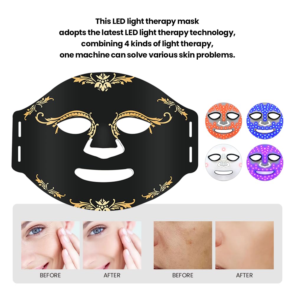 Dluxe Ave. FDA red light therapy mask LED mask light therapy 660nm and 850nm combination wavelength wireless LED light therapy mask portable red light therapy for face