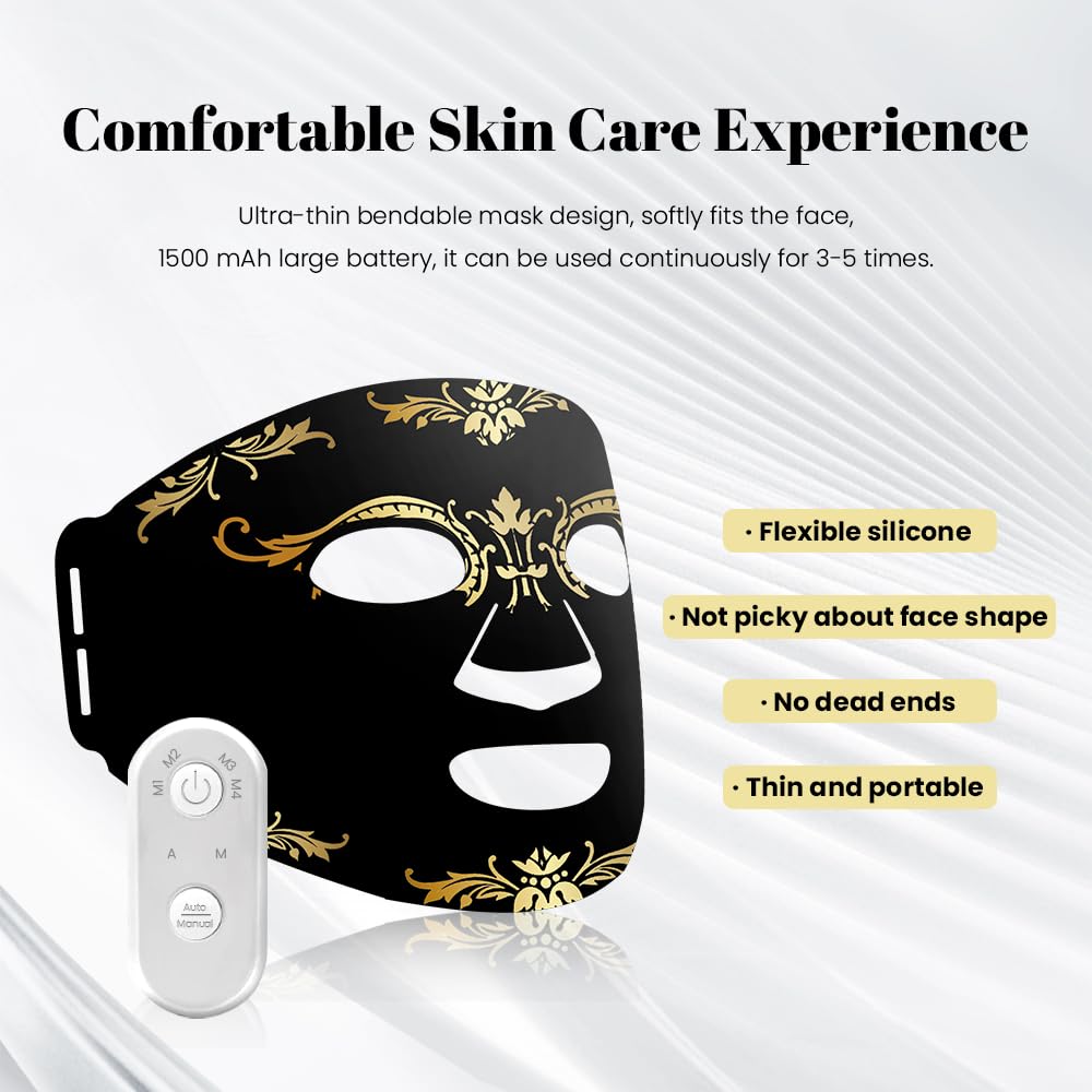 Dluxe Ave. FDA red light therapy mask LED mask light therapy 660nm and 850nm combination wavelength wireless LED light therapy mask portable red light therapy for face