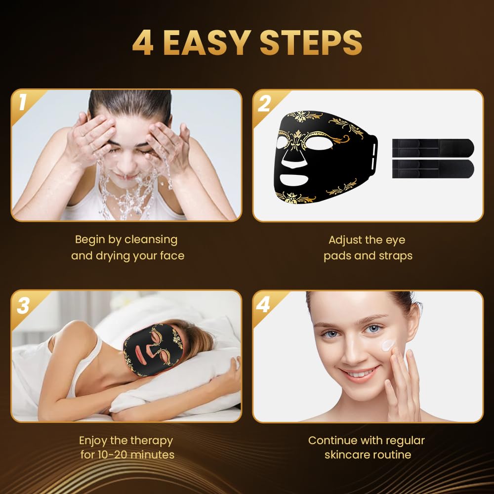 Dluxe Ave. FDA red light therapy mask LED mask light therapy 660nm and 850nm combination wavelength wireless LED light therapy mask portable red light therapy for face