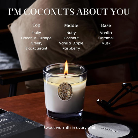 Dluxe Ave. Natural Soy Wax Coconut Scented Aromatherapy Candle, 9.2 oz / 50 Hours Burn Time (Grey)