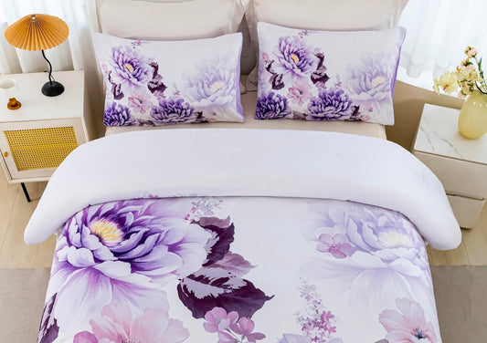 Dluxe Ave. ( KING) 3 Pcs Comforter Set/ Purple Floral