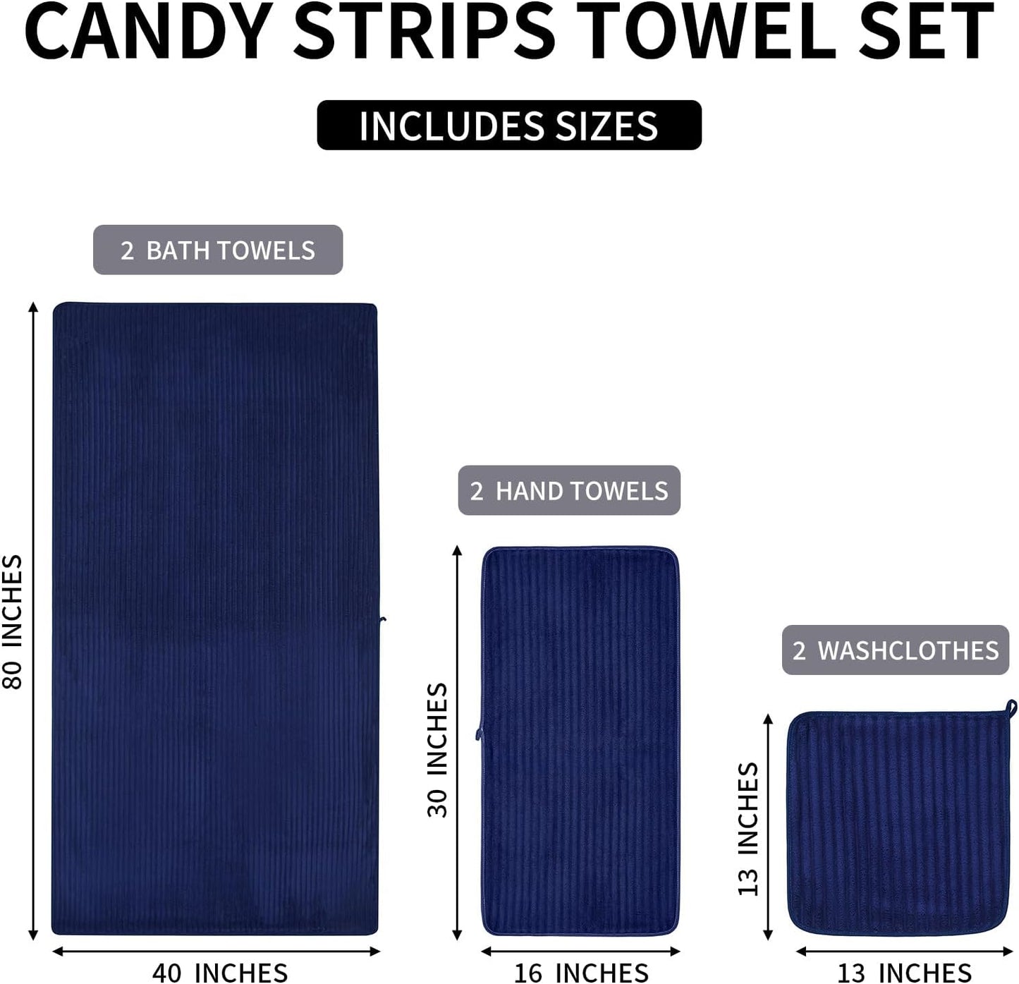 Dluxe Ave. NALIVO Extra Large Bath Towel Set of 6 (40"x80")Oversized Bath Towels