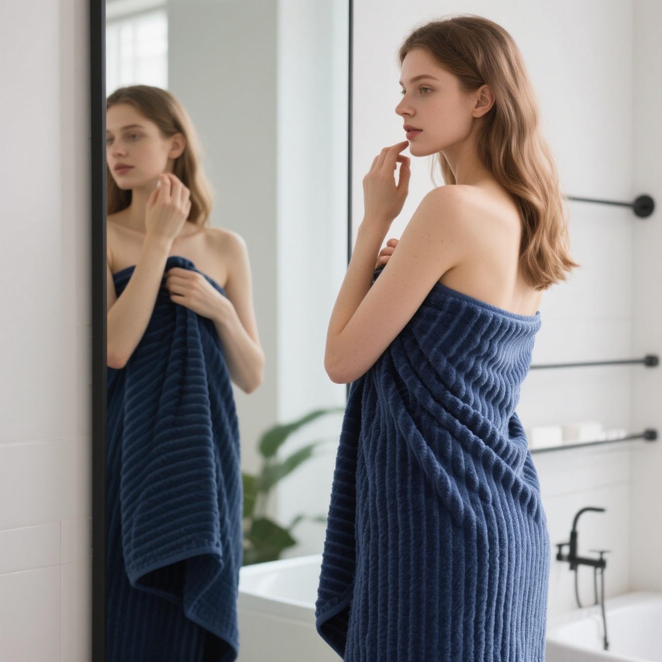 Dluxe Ave. NALIVO Extra Large Bath Towel Set of 6 (40"x80")Oversized Bath Towels