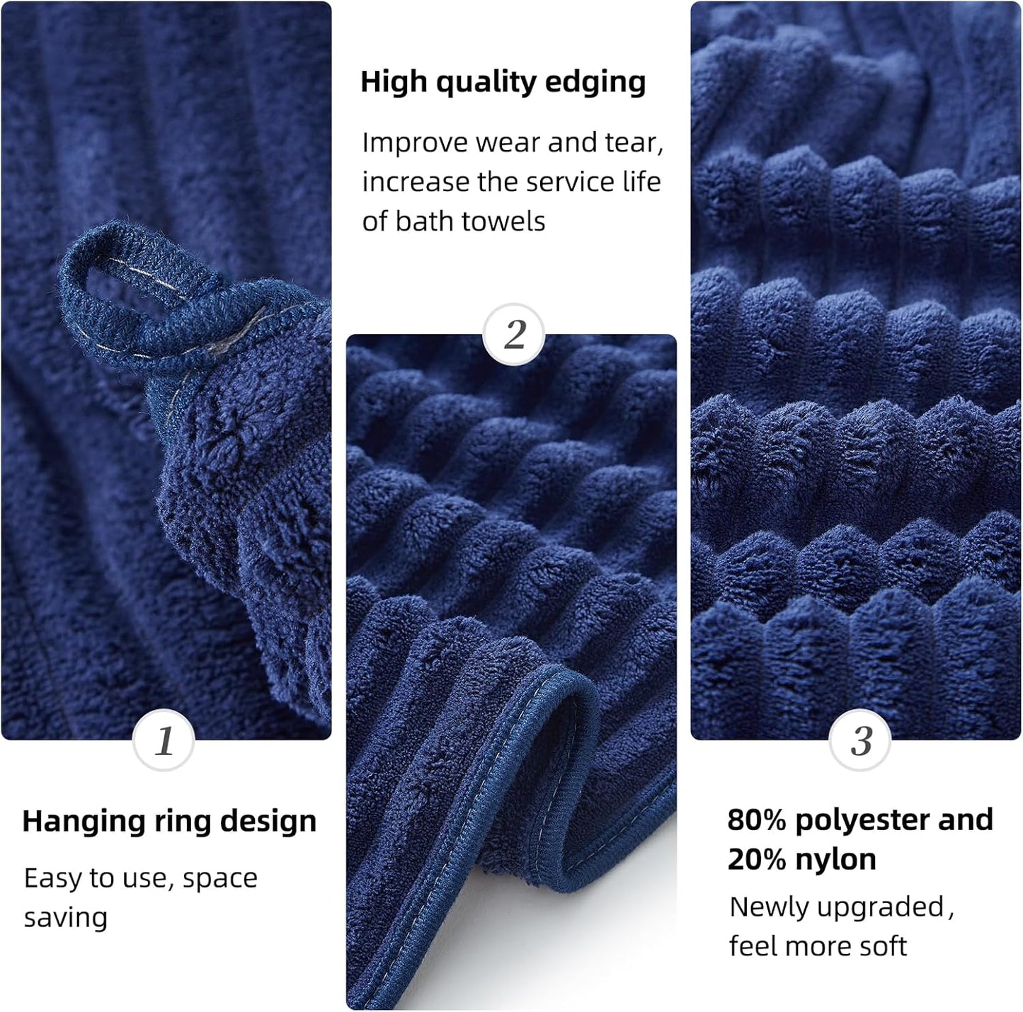 Dluxe Ave. NALIVO Extra Large Bath Towel Set of 6 (40"x80")Oversized Bath Towels