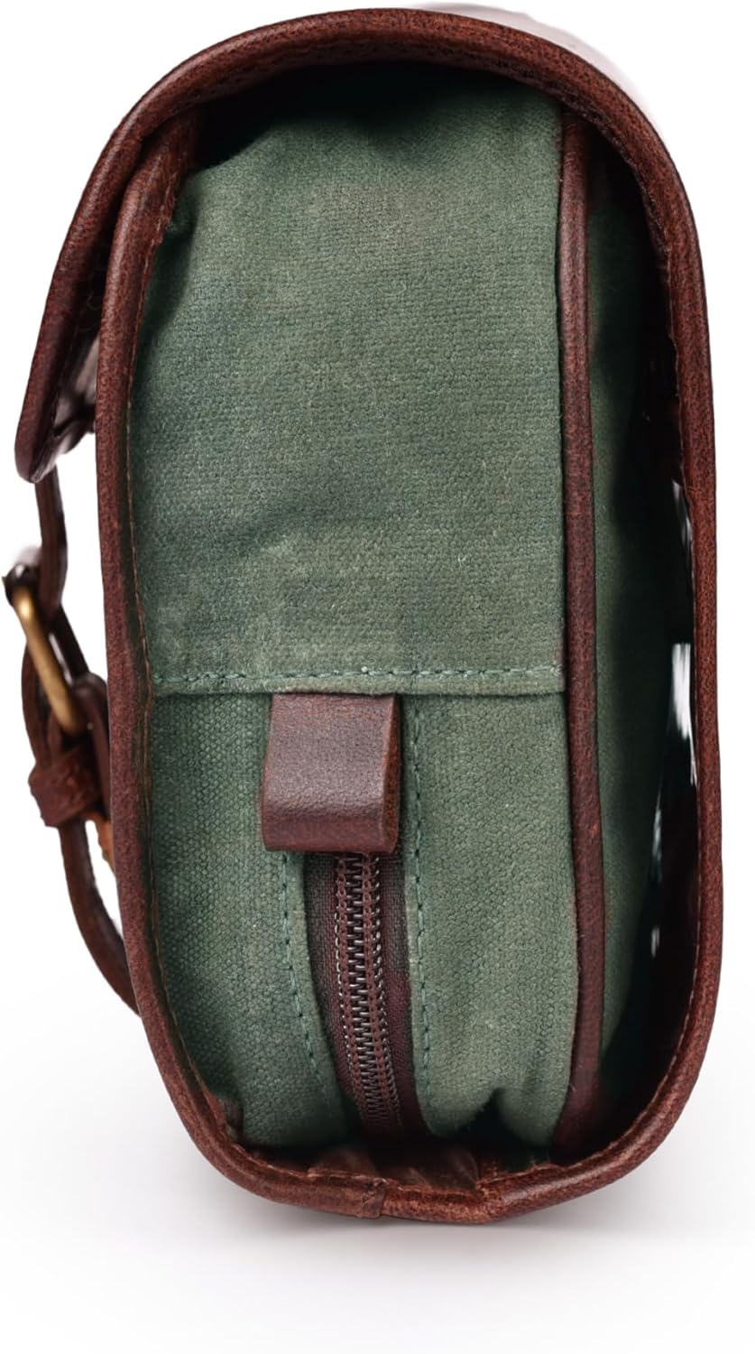 Dluxe Ave. Hanging Toiletry Bag for Men & Women/ Leather/ Red