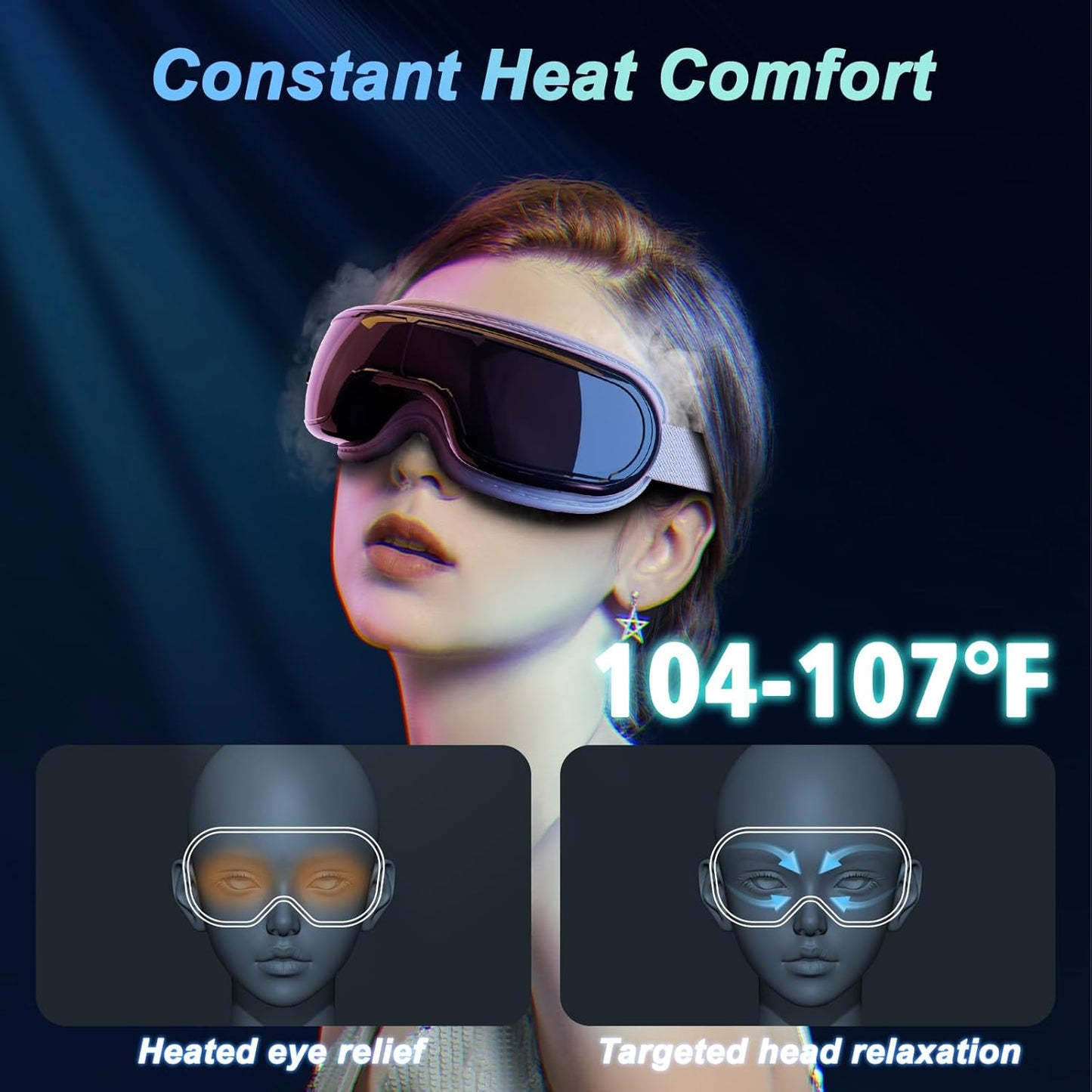 Dluxe Ave. Eye Massager with HeatFSA/ HSA Eligible Eye Mask/ Black
