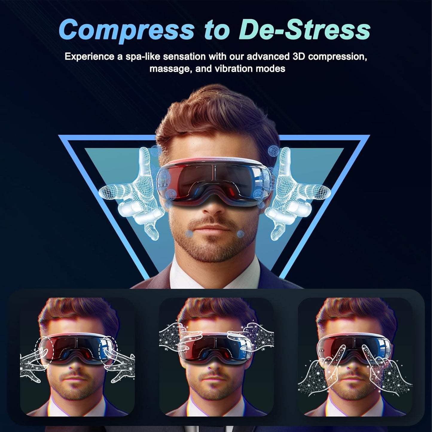 Dluxe Ave. Eye Massager with HeatFSA/ HSA Eligible Eye Mask/ Black