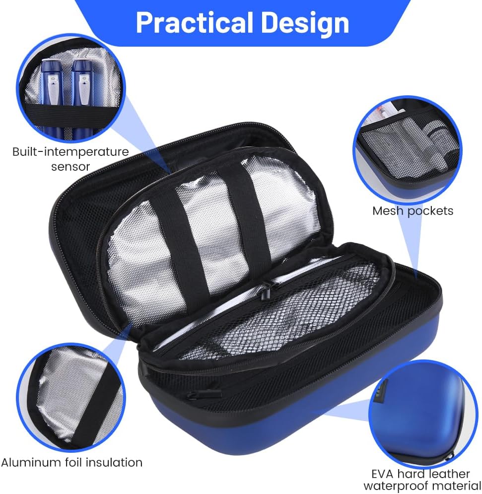 Dluxe Ave. Insulin Cooler Travel Case/ TSA Approved/ Medication Cooler for Travel /Temperature Display