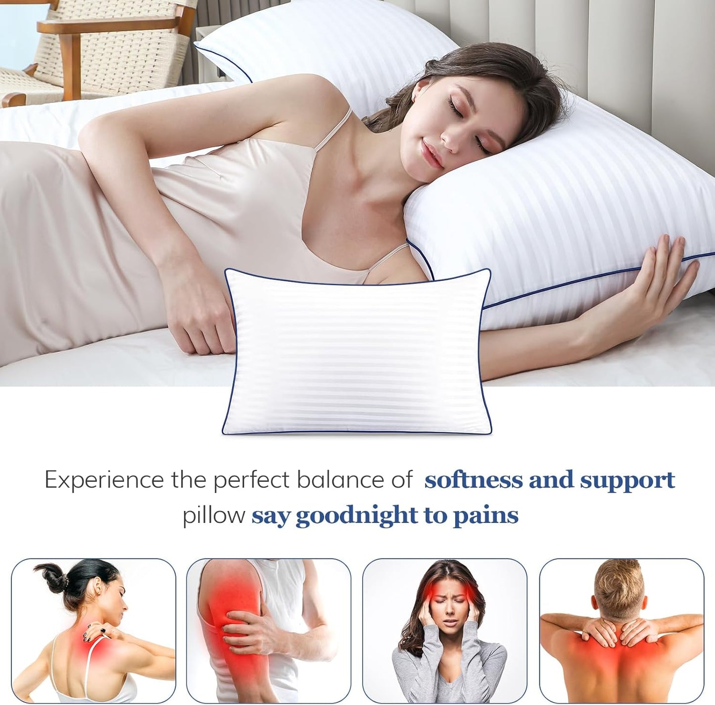 Dluxe Ave. ( STANDARD )SAVORI Bed Pillows, Set of 2 - { SOFT } Luxury Hotel Quality 20x26 Inch
