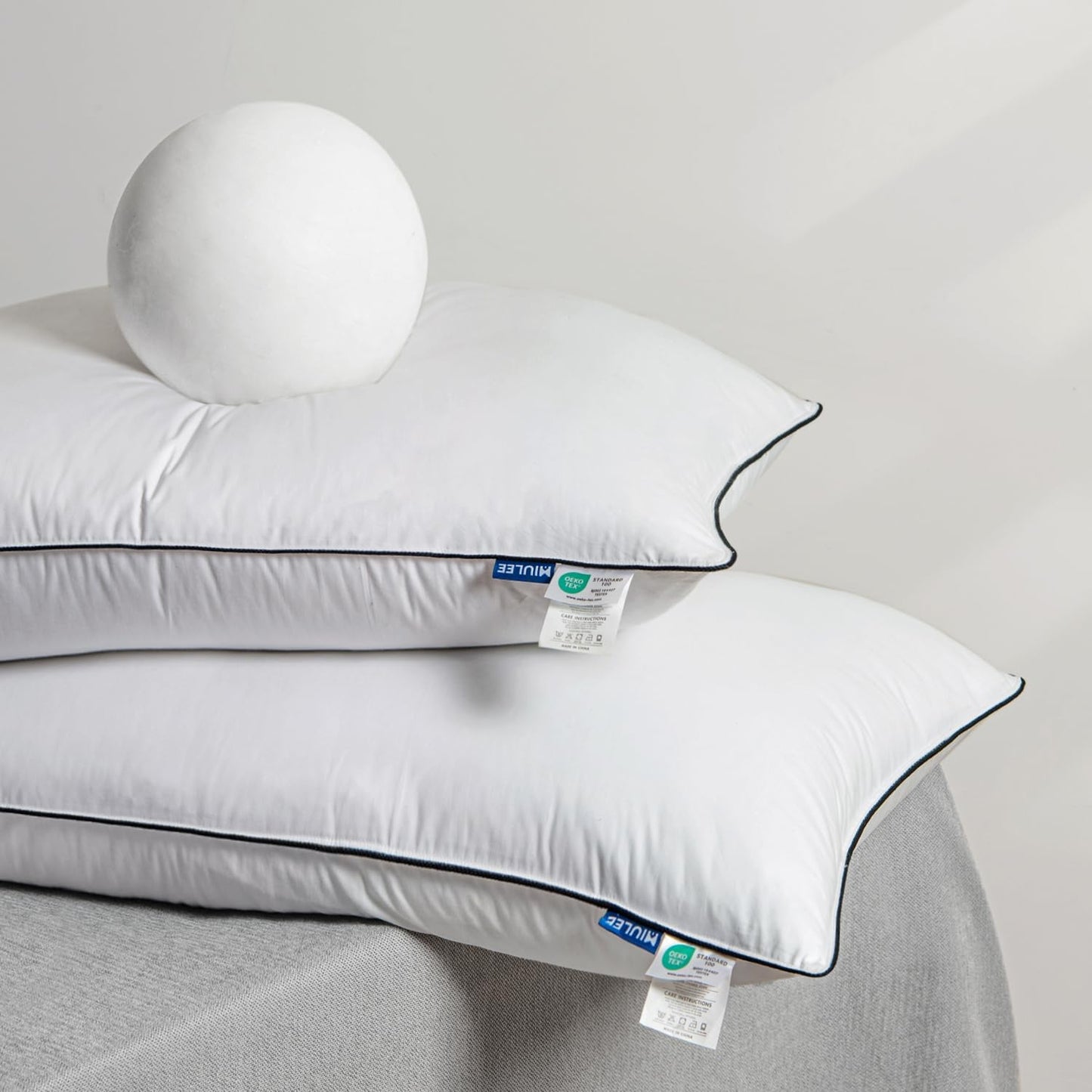 Dluxe Ave. Bed Pillows Standard Size Set of 2, Goose Feather Down, Decorative Pillows, 20x26