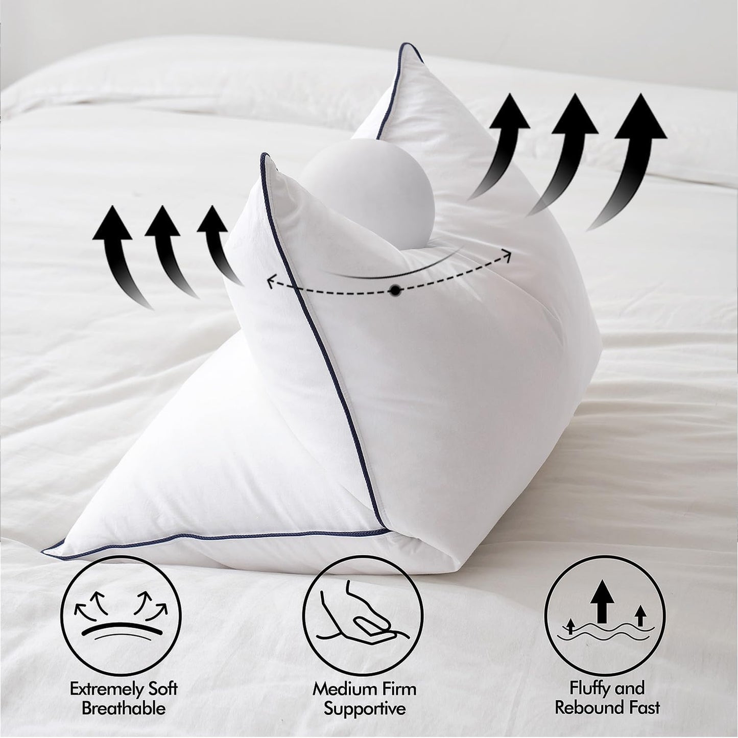 Dluxe Ave. Bed Pillows Standard Size Set of 2, Goose Feather Down, Decorative Pillows, 20x26