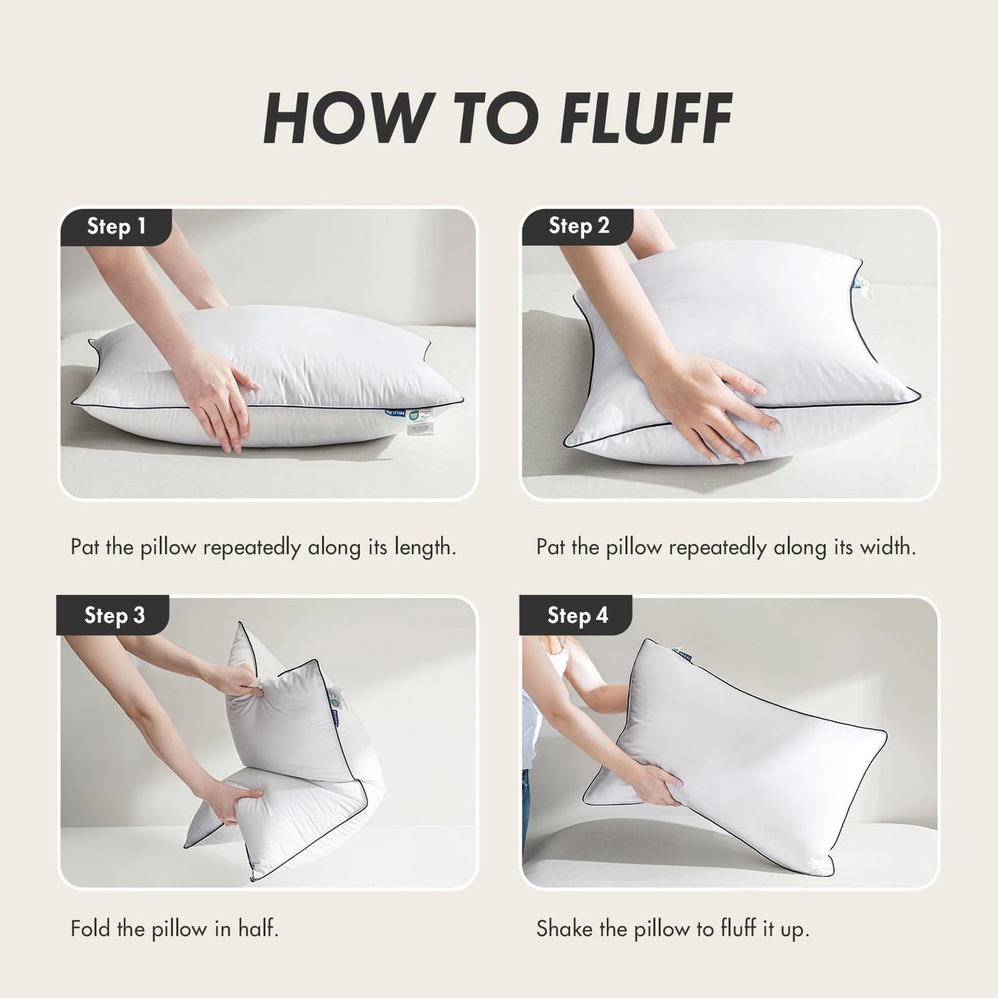 Dluxe Ave. Bed Pillows Standard Size Set of 2, Goose Feather Down, Decorative Pillows, 20x26