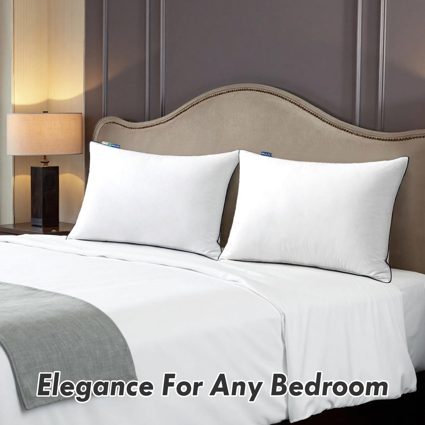 Dluxe Ave. Bed Pillows Standard Size Set of 2, Goose Feather Down, Decorative Pillows, 20x26