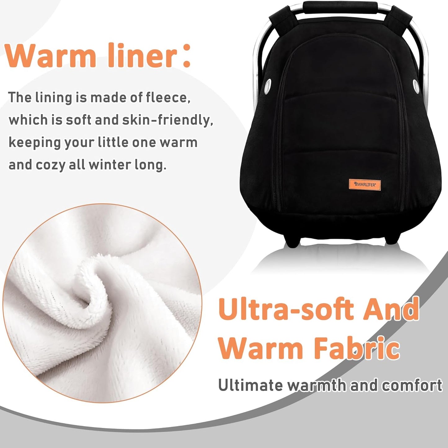 Dluxe Ave. Waterproof Winter Baby Car Seat Cover Carseat Cover Boys Cozy & Warm Cover Infant Car Seat Canopy Universal Cold Weather Shield Black
