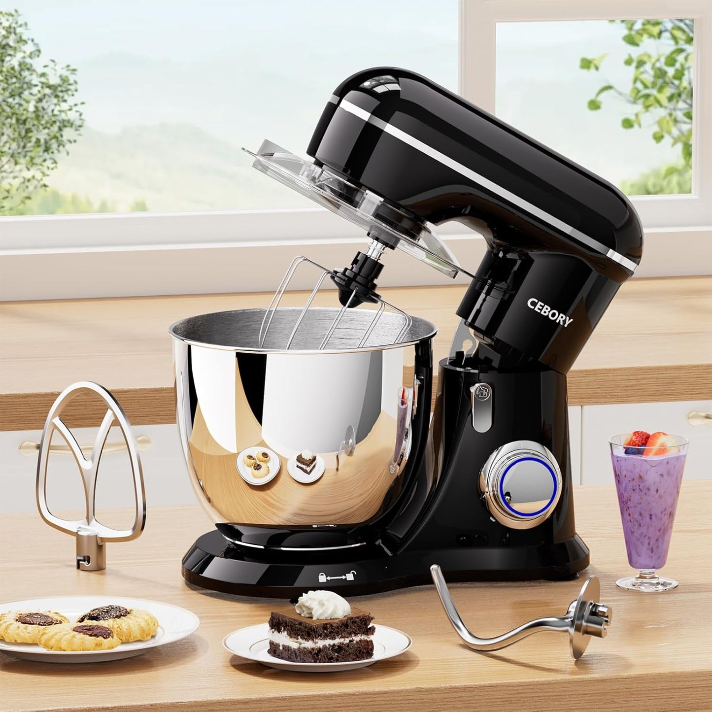 Dluxe Ave. 3-IN-1 Electric Stand Mixer/ 6.5QT Bowl 10-Speed Kitchen Mixer (Black)
