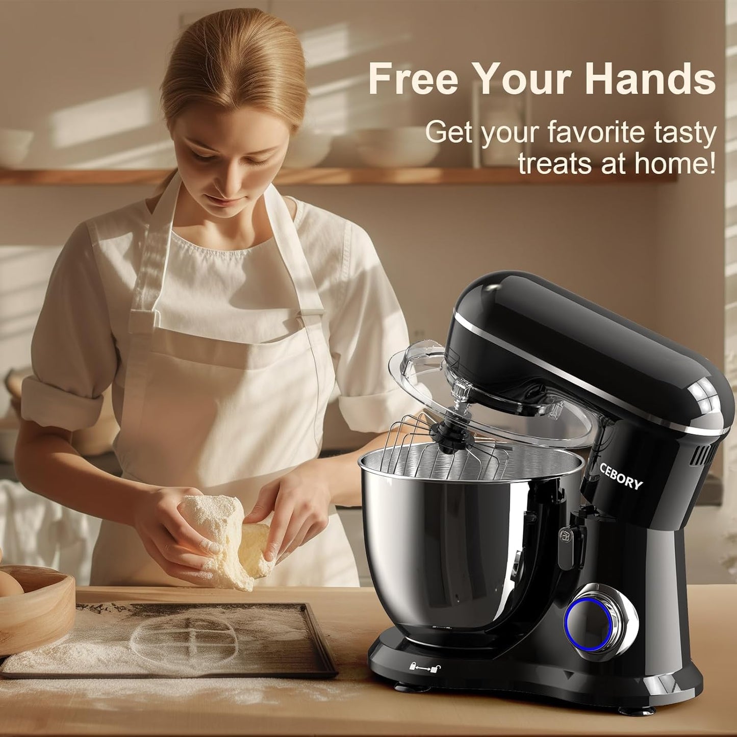 Dluxe Ave. 3-IN-1 Electric Stand Mixer/ 6.5QT Bowl 10-Speed Kitchen Mixer (Black)