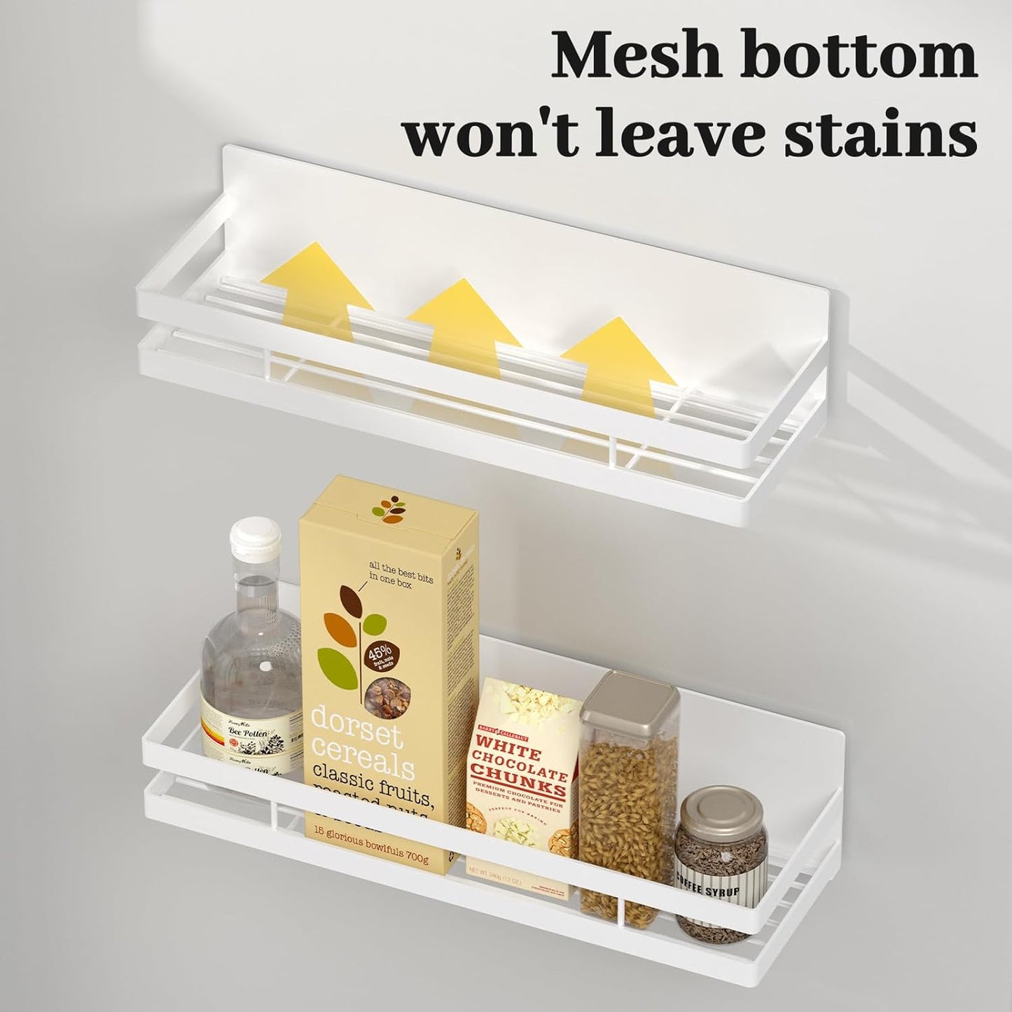 Dluxe Ave. Magnetic Spice Rack for Refrigerator/ 2 Pack / White with 8 Moveable Hooks