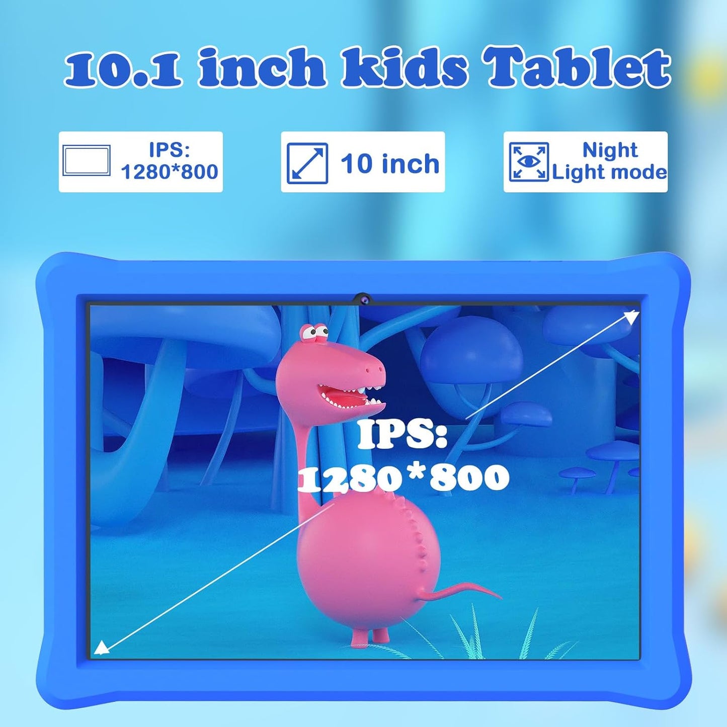 Dluxe Ave. Kids Tablet 10 inch Tablet Android 12 Tablet for Kids 4GB RAM 64GB ROM Tablets 10 inch IPS Touch Screen 1280x800 Iwawa & Parent Control kid Tablet WiFi Dual Camera 6000mAh Battery Shockproof Case
