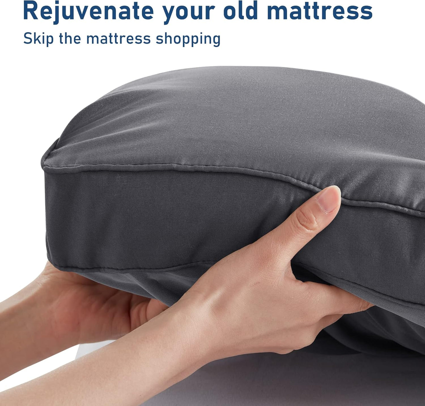 Dluxe Ave. ( FULL ) Mattress Topper Extra Thick Pillow top, Grey