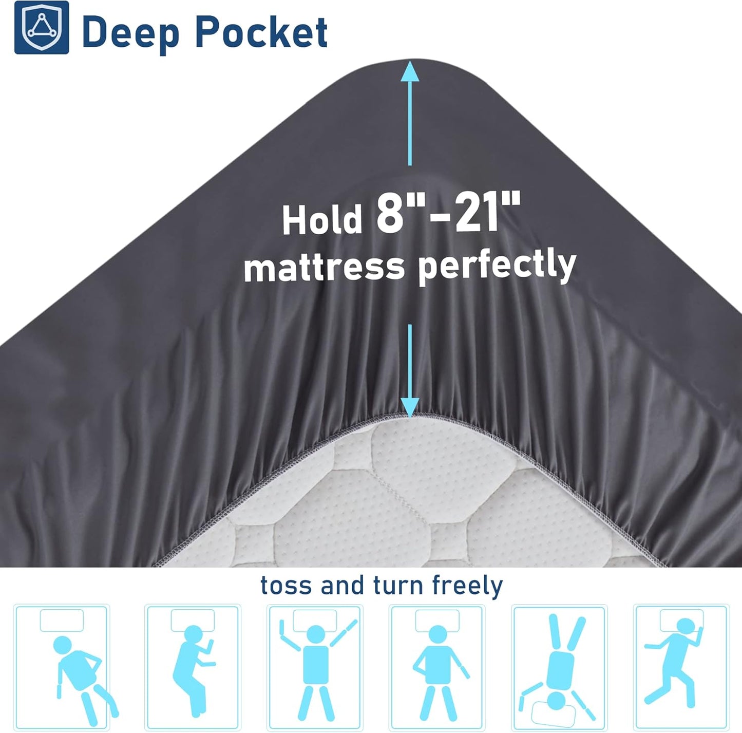 Dluxe Ave. ( FULL ) Mattress Topper Extra Thick Pillow top, Grey