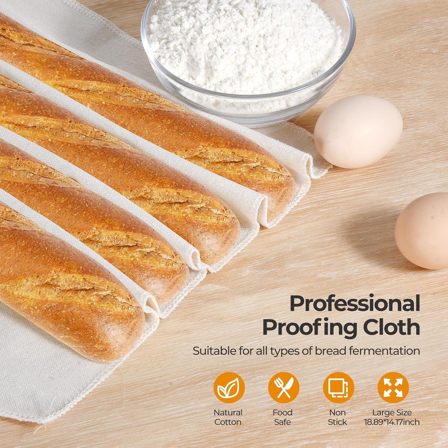 Dluxe Ave. Bread Proofing Basket Set/ 9" Round & 10" Oval with Linen Liner Fermented Cloth