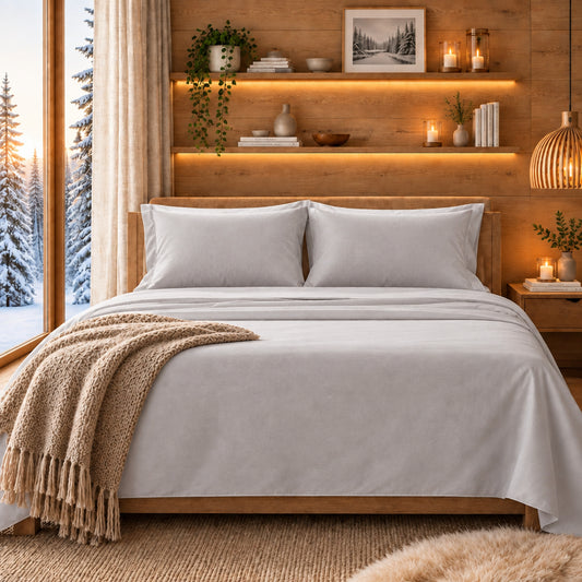 Dluxe Ave. (FULL) 4 Pcs 100% Egyptian Cotton Sheets/ 1200 Thread Count/ Light Grey