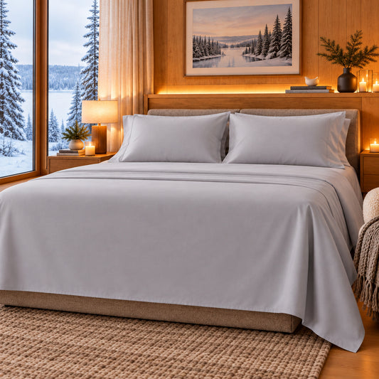 Dluxe Ave. (FULL) 4 Pcs 100% Egyptian Cotton Sheets/ 1200 Thread Count/ Light Grey