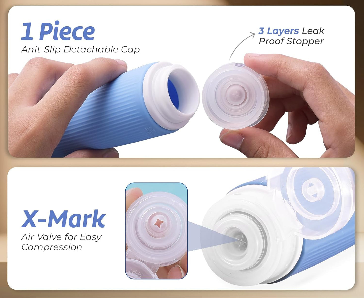 Dluxe Ave. 3 Oz Silicone Travel Bottles for Toiletries/ Set of 5 TSA Approved/ Blue