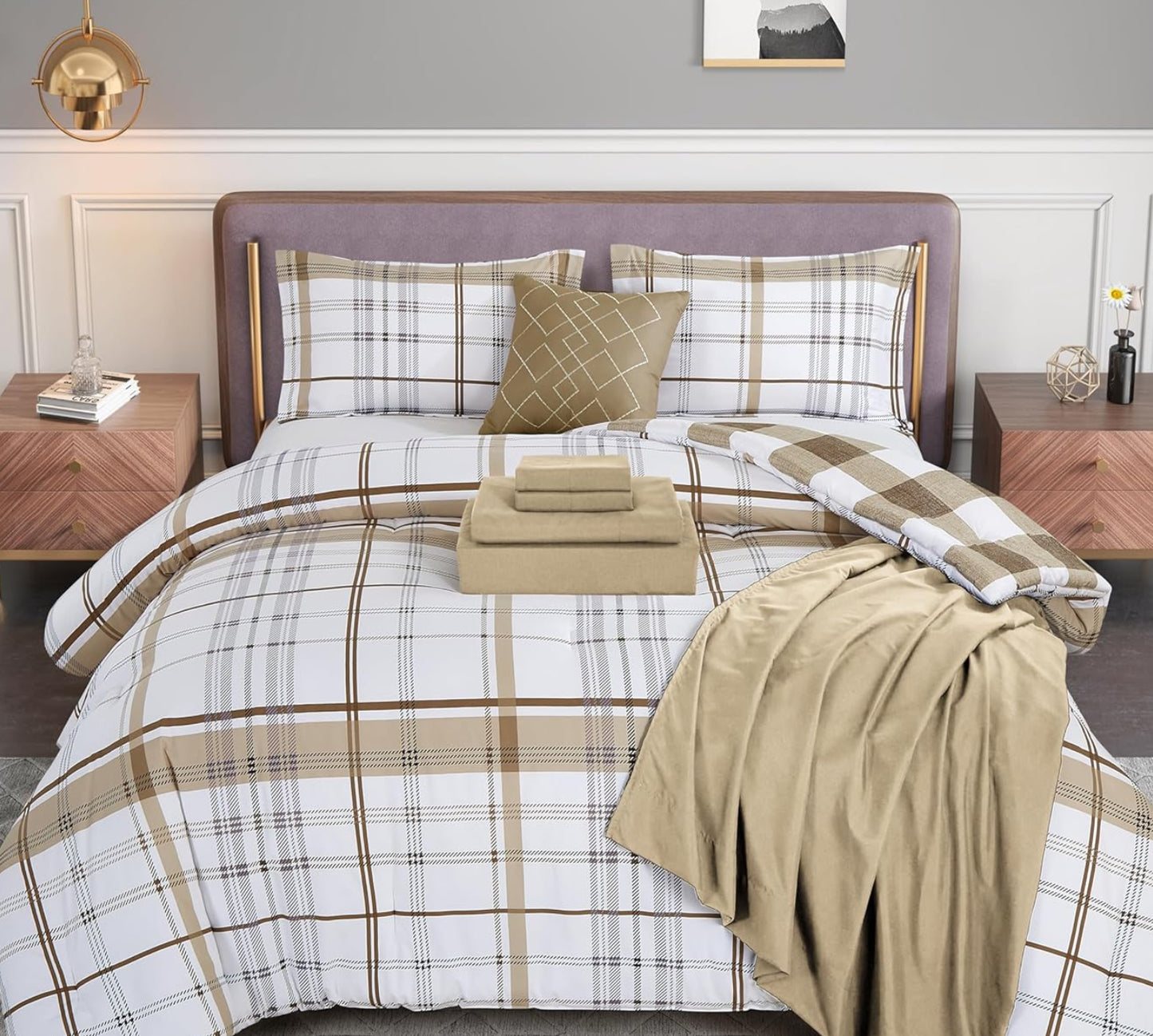 Dluxe Ave. (FULL/QUEEN) 8-Piece Comforter Set, Taupe