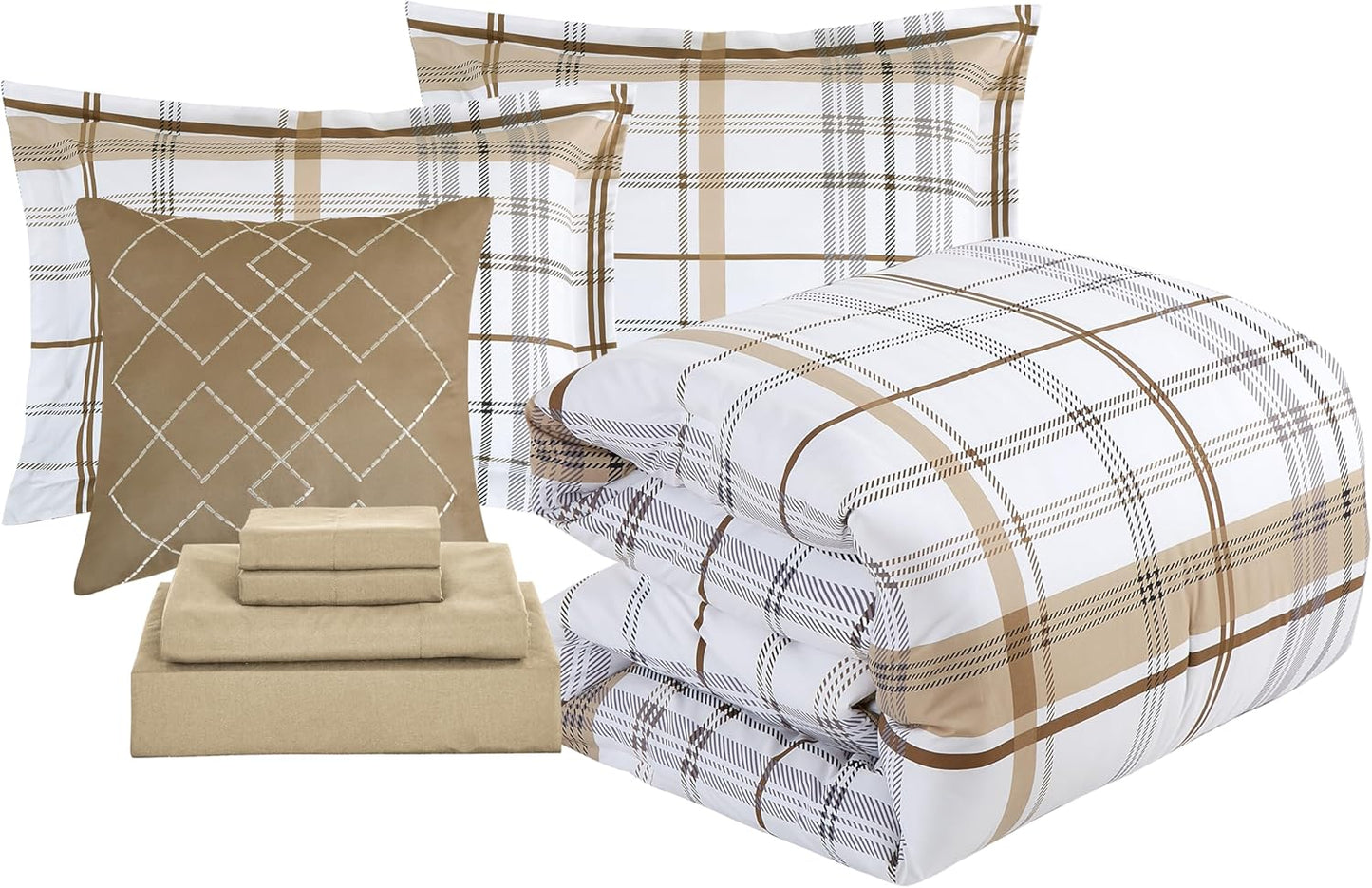 Dluxe Ave. (FULL/QUEEN) 8-Piece Comforter Set, Taupe