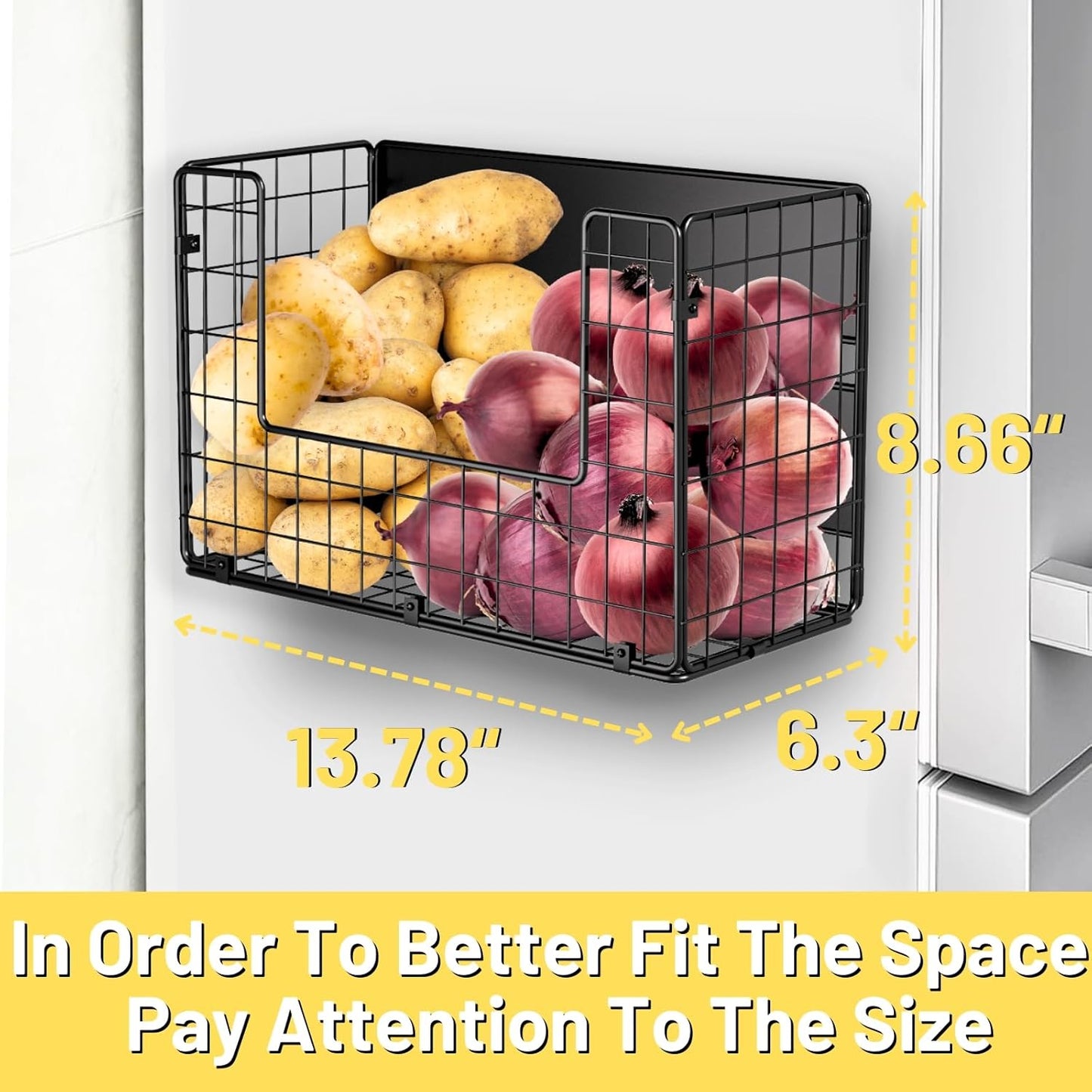 Dluxe Ave. Magnetic Shelf for Fridge Fruit Potato & Onion Storage Bins