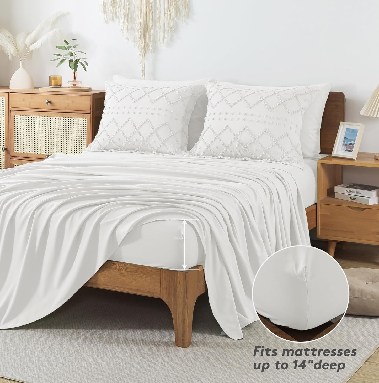 Dluxe Ave. ( QUEEN ) 7 Pcs Comforters Set with Sheets/ White
