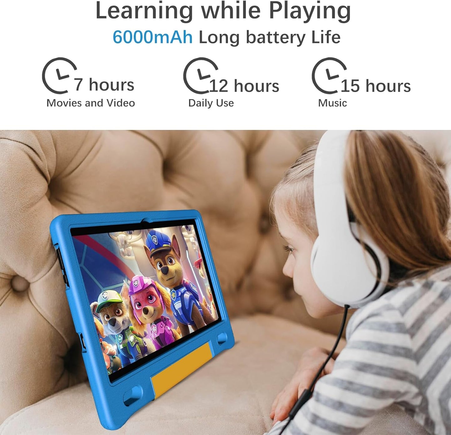 Dluxe Ave.ITDULCET Kids Tablet 10 inch Android 14 Tablet for Kids 8GB RAM 64GB ROM Octa-Core Fast-Charging Battery Toddler Tablet with Shockproof Case Bluetooth WiFi Parental Control Dual Camera GPS