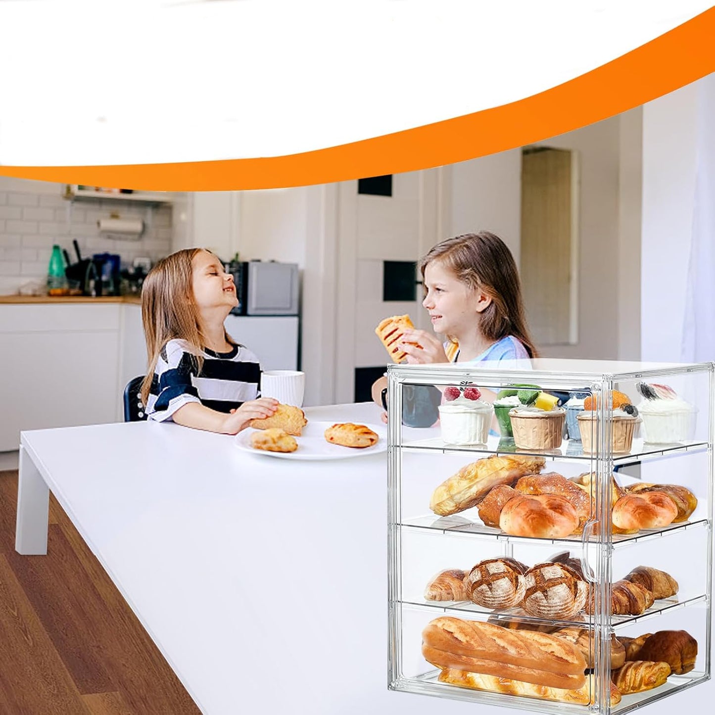 Dluxe Ave. Bread BoxLarge Bread Box for Kitchen Countertop - 4 Layers Adjustable Bread Storage Container
