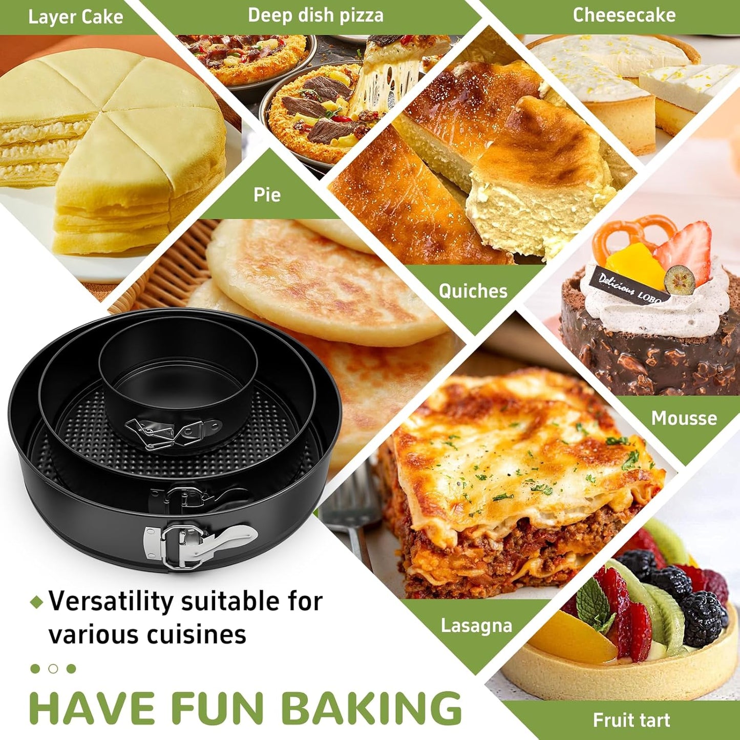 Dluxe Ave. Pan Set of 3 Pcs (4"/7"/9") Non-stick