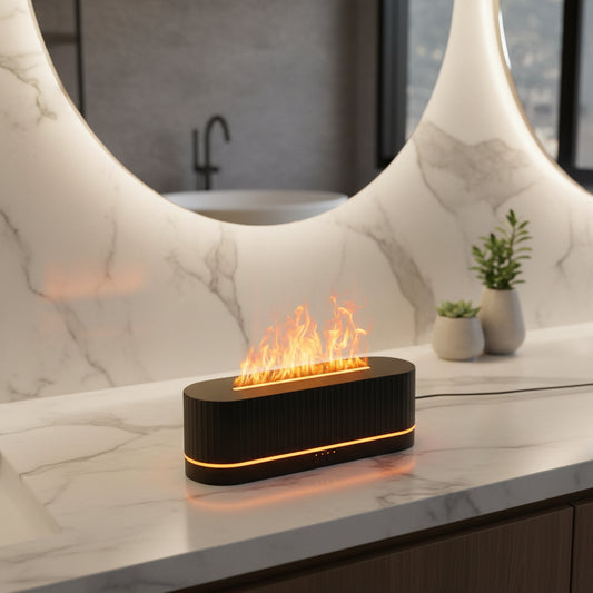 Dluxe Ave. 300ml Fireplace Fire Flame Aromatherapy Diffuser with 7 Colors (Waterless Auto Off)