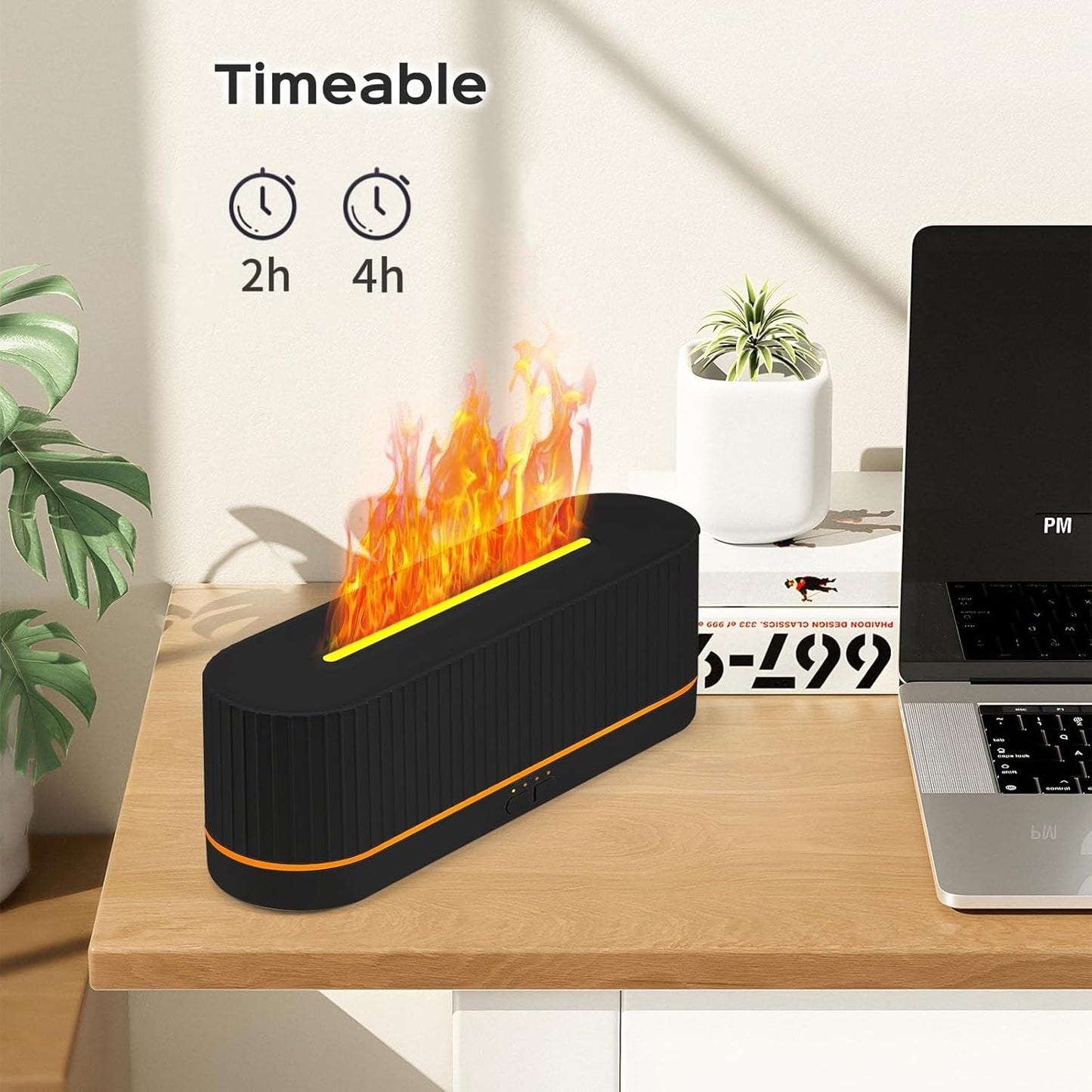 Dluxe Ave. 300ml Fireplace Fire Flame Aromatherapy Diffuser with 7 Colors Changing Ultrasonic Cool Mist Fire Essential Oil Diffuser Humidifier for Room Office Home(Waterless Auto Off)