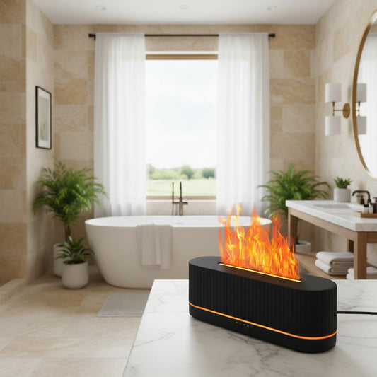 Dluxe Ave. 300ml Fireplace Fire Flame Aromatherapy Diffuser with 7 Colors (Waterless Auto Off)
