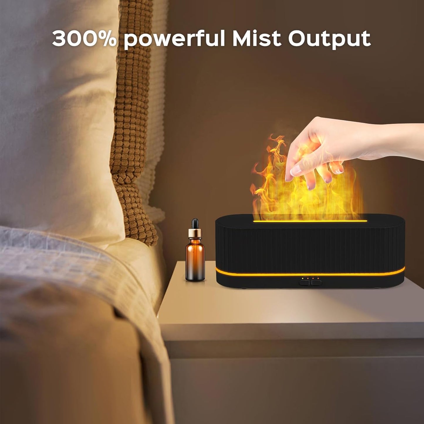 Dluxe Ave. 300ml Fireplace Fire Flame Aromatherapy Diffuser with 7 Colors Changing Ultrasonic Cool Mist Fire Essential Oil Diffuser Humidifier for Room Office Home(Waterless Auto Off)