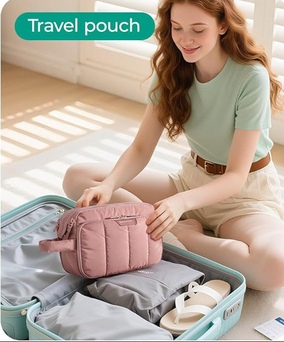 Dluxe Ave. Travel Toiletry Bag/ Puffy Bag Essentials/ Nude Pink