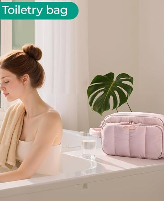 Dluxe Ave. Travel Toiletry Bag/ Puffy Bag Essentials/ Nude Pink