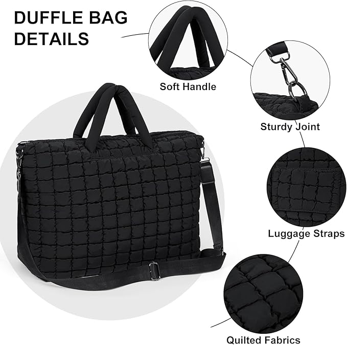 Dluxe Ave. Duffle Bag for Travel/ ( Black) Large
