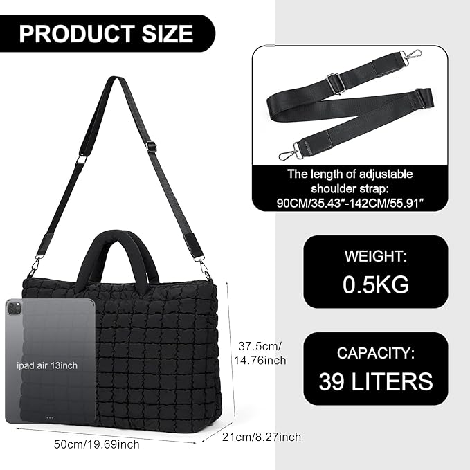 Dluxe Ave. Duffle Bag for Travel/ ( Black) Large